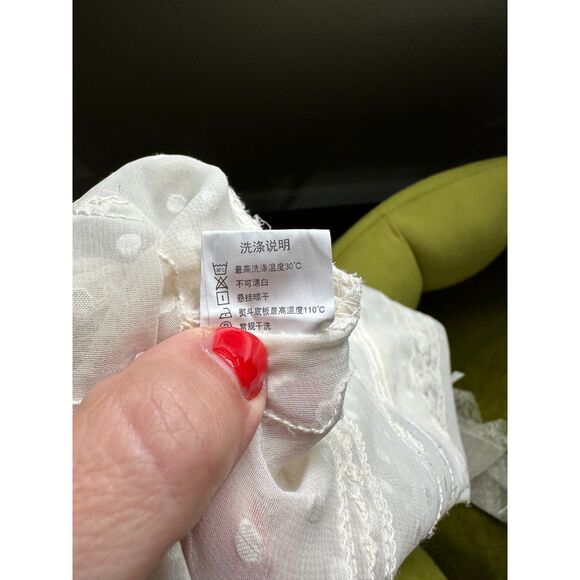 Vintage Women's Cream Lace Edwardian Inspired Sheer Lace Bell Sleeve Top Size S - Picture 8 of 8